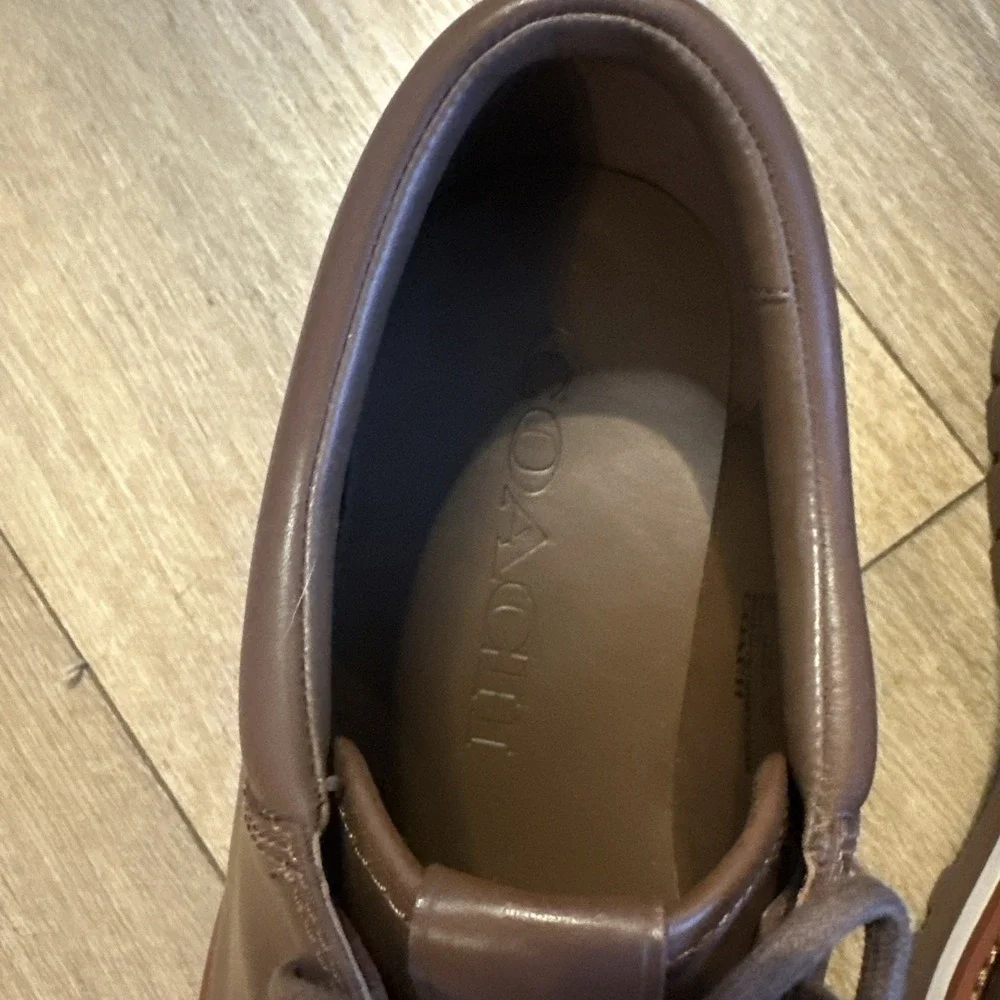 Coach Men's Banks Leather Boots Size 8D Dark Saddle Brown Derby New (No‎ Box)